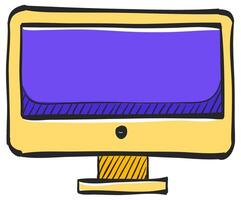 bureaublad computer icoon in hand- getrokken kleur vector illustratie