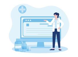 online overleg met een dokter concept vlak illustratie vector