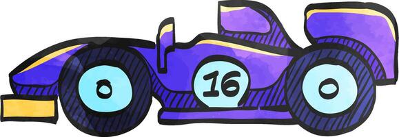 ras auto icoon in kleur tekening. rally sport stroomkring rijbaan formule vector