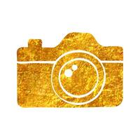 hand- getrokken camera reparatie icoon in goud folie structuur vector illustratie