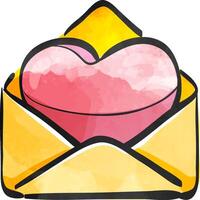 envelop met hart icoon in kleur tekening. liefde romance te ontvangen verrassing geschenk vector