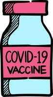 hand- getrokken vaccin flacon icoon kleur vector illustratie
