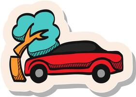 hand- getrokken auto Botsing icoon in sticker stijl vector illustratie