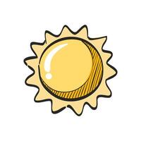 weer voorspelling zonnig icoon in hand- getrokken kleur vector illustratie