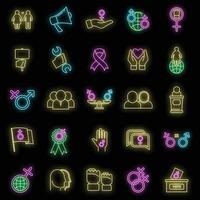 empowerment meisje pictogrammen reeks vector neon