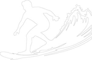 surfer schets silhouet vector