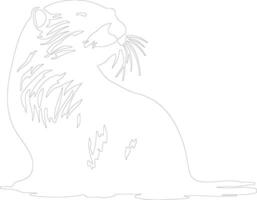 Otter rivier- schets silhouet vector