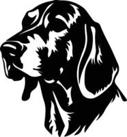 zwart en bruinen coonhound silhouet portret vector