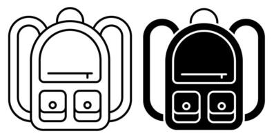 school- rugzak icoon voorkant visie. september 1, begin van school- jaar. leerling accessoires. zwart en wit vector in gemakkelijk lineair stijl