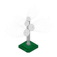 isometrische televisie antenne, toren voor verzenden radio signalen. uitrusting voor televisie. realistisch 3d vector
