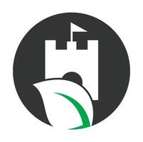 kasteel met blad icoon vector logo.