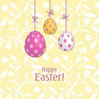 gemakkelijk Pasen kaart, kleurrijk eieren met stippen, decor vector