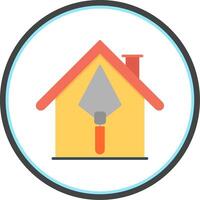 huis bouw vlak cirkel icoon vector
