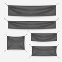 grijs textiel banners met vouwen sjabloon set. geschikt voor reclame, partij banier, en ander, vector illustratie