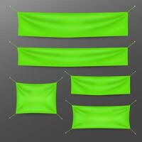 groen textiel banners met vouwen sjabloon set. geschikt voor reclame, partij banier, en ander, vector illustratie