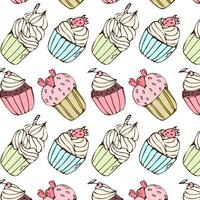 hand- getrokken koekje kleurrijk achtergrond voor bakkerij. vector illustratie geïsoleerd. patroon kan gebruikt voor groet kaart, uitnodiging, menu achtergrond, poster, textiel, omhulsel papier, viering banier