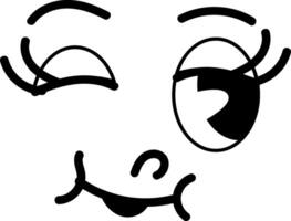 knipoogde meisje gezicht retro tekenfilm karakter 60-70 vector