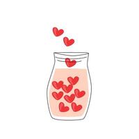 romantisch pot in roze kleur. vector illustratie geïsoleerd. glas met hart - romantisch elementen voor valentijnsdag kaart.