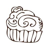 tekening koekje - zoet voedsel icoon schets. vector illustratie kan gebruikt voor bakkerij achtergrond, uitnodiging kaart, poster, textiel, banier, groet kaart, uitnodiging kaart, bakkerij ontwerp