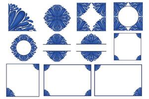 reeks van blauw ornament kader grens vector ontwerp voor decoratief element