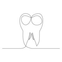 vector doorlopend lijn tekening van tand geïsoleerd Aan wit achtergrond illustratie concept van tandheelkundig