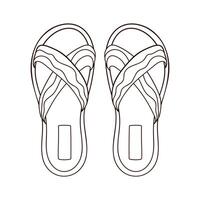 pantoffel met Golf strepen icoon in lijn kunst stijl. omdraaien flops vrouw, vrouw schoenen voor strand schets symbool. vector illustratie geïsoleerd Aan een wit achtergrond.