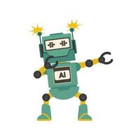 grappig groen robot tekenfilm schar vector