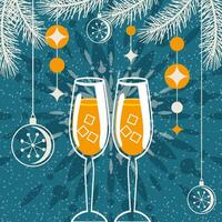 gelukkig vakantie. een paar van bril van sprankelend wijn. vieren nieuw jaar, Kerstmis of andere vakantie. vector. vector