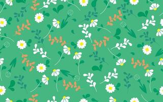 vector naadloos patroon met exotisch planten, bladeren, en bloemen Aan een groen achtergrond
