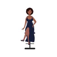 zwarte avatar vrouw cartoon op stoel vector design