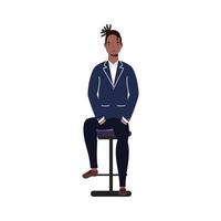 zwarte avatar man cartoon op stoel vector design