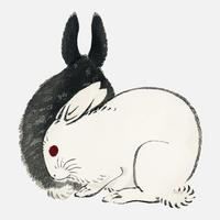Zwart en witte konijnen door K? No Bairei (1844-1895). Digitaal verbeterd vanuit onze eigen originele uitgave uit 1913 van Bairei Gakan. vector