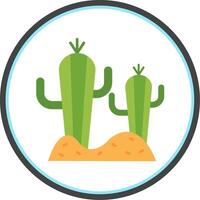 cactus vlak cirkel uni icoon vector