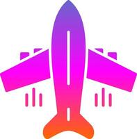 vliegend vliegtuig glyph helling icoon vector