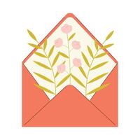 schattig vector illustratie van een envelop met planten. bloem arrangement in tekenfilm stijl