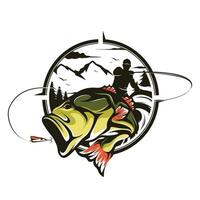 visvangst toernooi logo sjabloon vector. vis jumping illustratie logo ontwerp vector