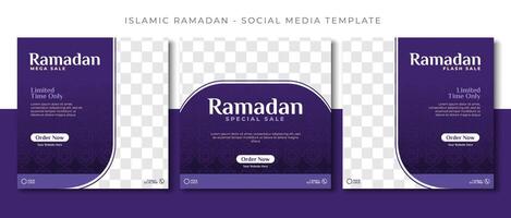 Ramadan Islamitisch uitverkoop, groen sociaal media post sjabloon ontwerp, evenement Promotie vector banier