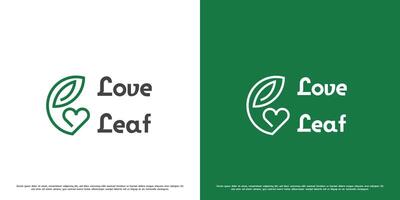 fabriek minnaar logo ontwerp illustratie. silhouet lijn liefde hart zorg boom wortel zaad fabriek groen blad eco flora stam bio natuur. gemakkelijk minimaal minimalistische creatief abstract vers icoon symbool. vector