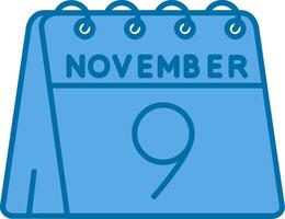 9e van november blauw lijn gevulde icoon vector