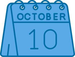 10e van oktober blauw lijn gevulde icoon vector