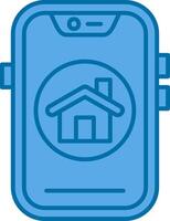 huis blauw lijn gevulde icoon vector