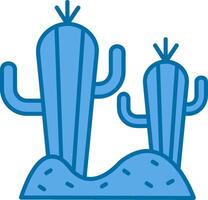 cactus blauw lijn gevulde icoon vector