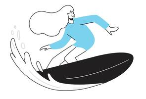 surfer meisje met surfboard Aan wit achtergrond. vector illustratie.