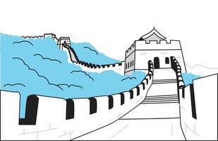 illustratie van de Super goed muur in Peking, China met blauw lucht vector