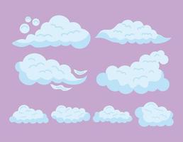 acht wolken hemel pictogrammen vector