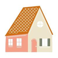 roze huis met deur en ramen vector design