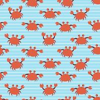 naadloos patroon met schattig tekenfilm krabben en zeesterren vector