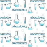 naadloos patroon Aan de onderwerp van chemie met kolven, test buizen, moleculen. de patroon is inbegrepen in de stalen paneel vector