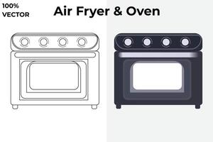 lijn kunst en vector van een lucht frituur en oven