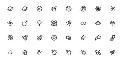 astronomie icoon reeks icoon vector illustratie in schets stijl